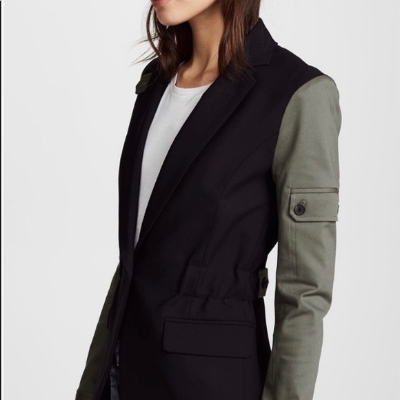 $698 VERONICA BEARD Military Dickey Blazer Jacket Sz 2 Black - Picture 2 of 15